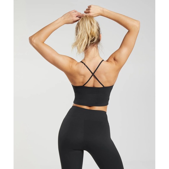 Black Gymshark Strappy Crop Cami Tank Size S - Picture 3 of 7